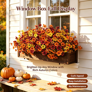 HarvestBloom – Fall & Halloween Artificial Flowers, 12 pcs UV-Resistant Colorful Faux Flowers🍂