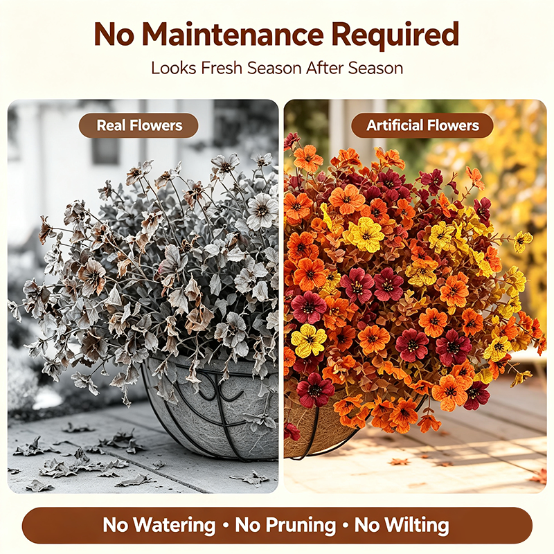 HarvestBloom – Fall & Halloween Artificial Flowers, 12 pcs UV-Resistant Colorful Faux Flowers🍂