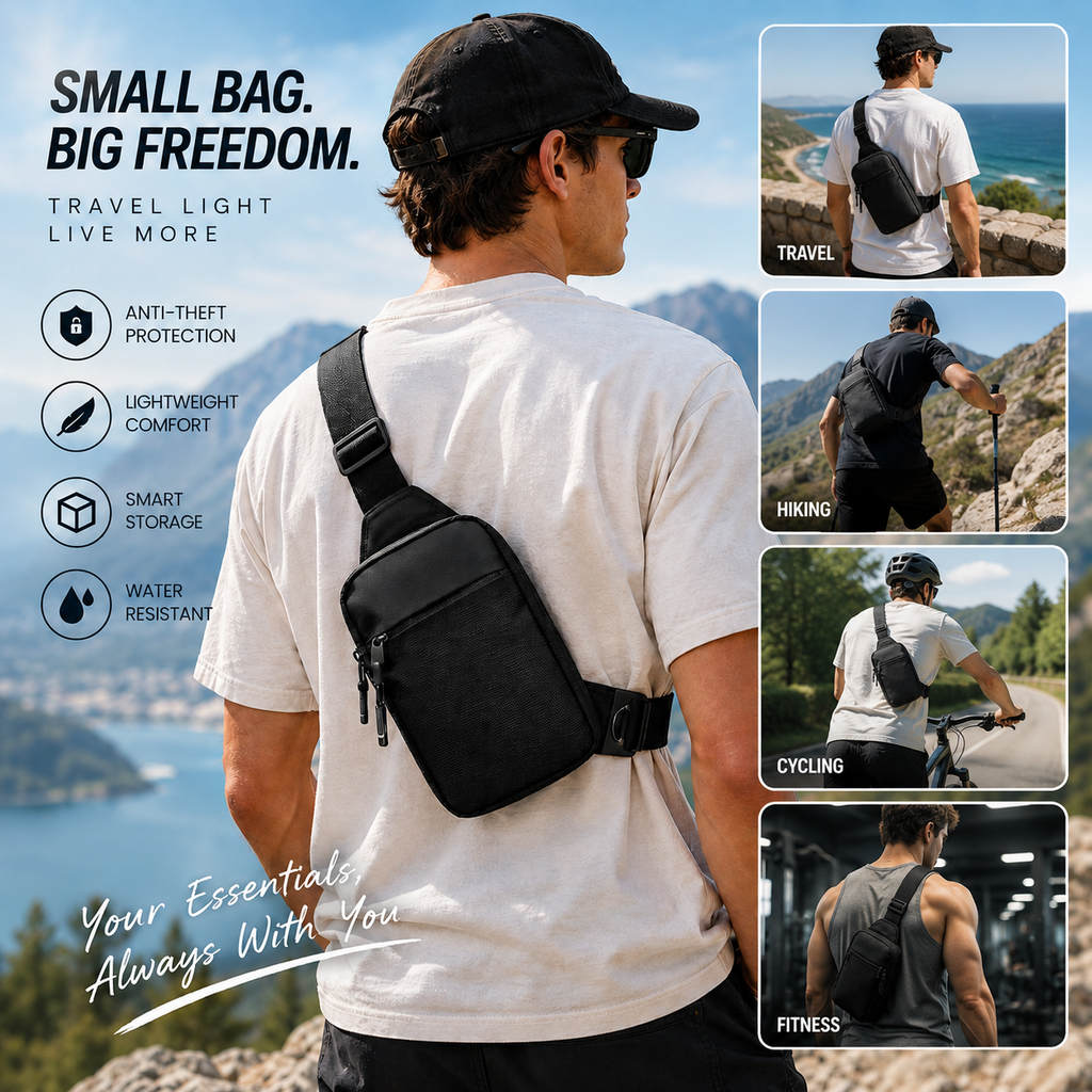 SlingGuard – Anti-Theft Everyday Sling Bag, Lightweight Crossbody Travel Pack