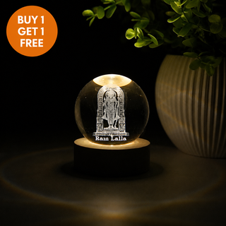 DivineGlow – Laser-Engraved 3D Crystal Deity Night Light with Wooden LED Base