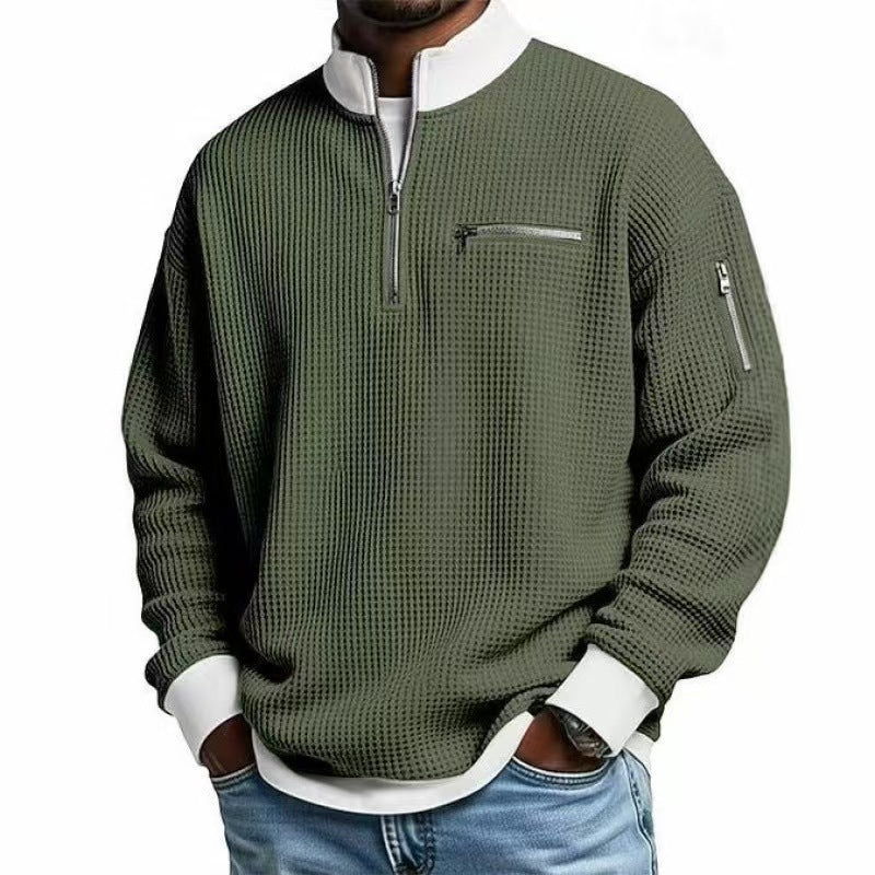 ZipCrest – Men's Casual Stand-Up Collar Contrast-Zip Sweatshirt