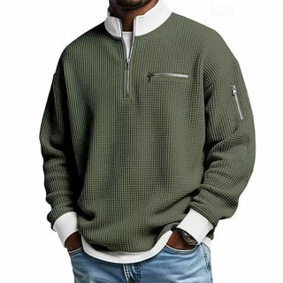 ZipCrest – Men's Casual Stand-Up Collar Contrast-Zip Sweatshirt