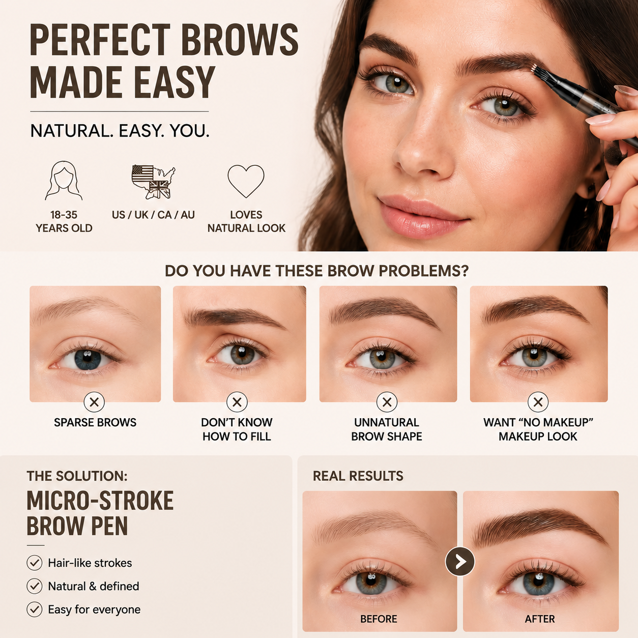 BrowStroke – Waterproof Hair-Like Brush-Tip Brow Pen, Set of 2