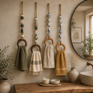 TerraLoop – Decorative Beaded Towel Hanger with Wooden Ring