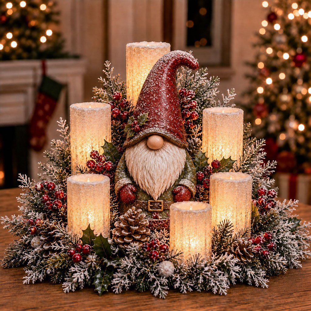 🌲YuleGlow – Christmas Lighted Centerpiece with Flameless Candle Glow