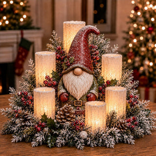 🌲YuleGlow – Christmas Lighted Centerpiece with Flameless Candle Glow