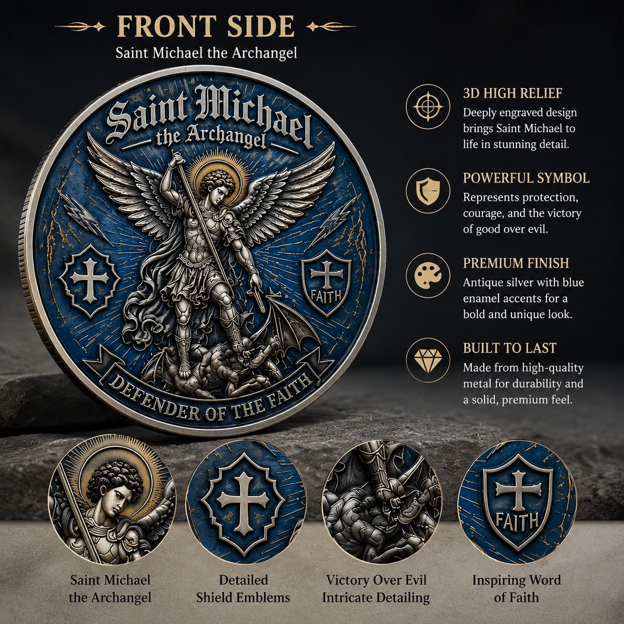 FaithGuard – Saint Michael Archangel Challenge Coin