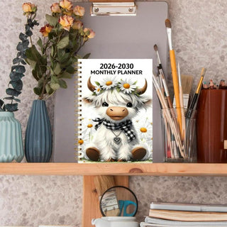 MooPlan – 🐮 2026–2030 Monthly Planner ✨ Cute Highland Cow 5-Year Calendar with Large Monthly Blocks
