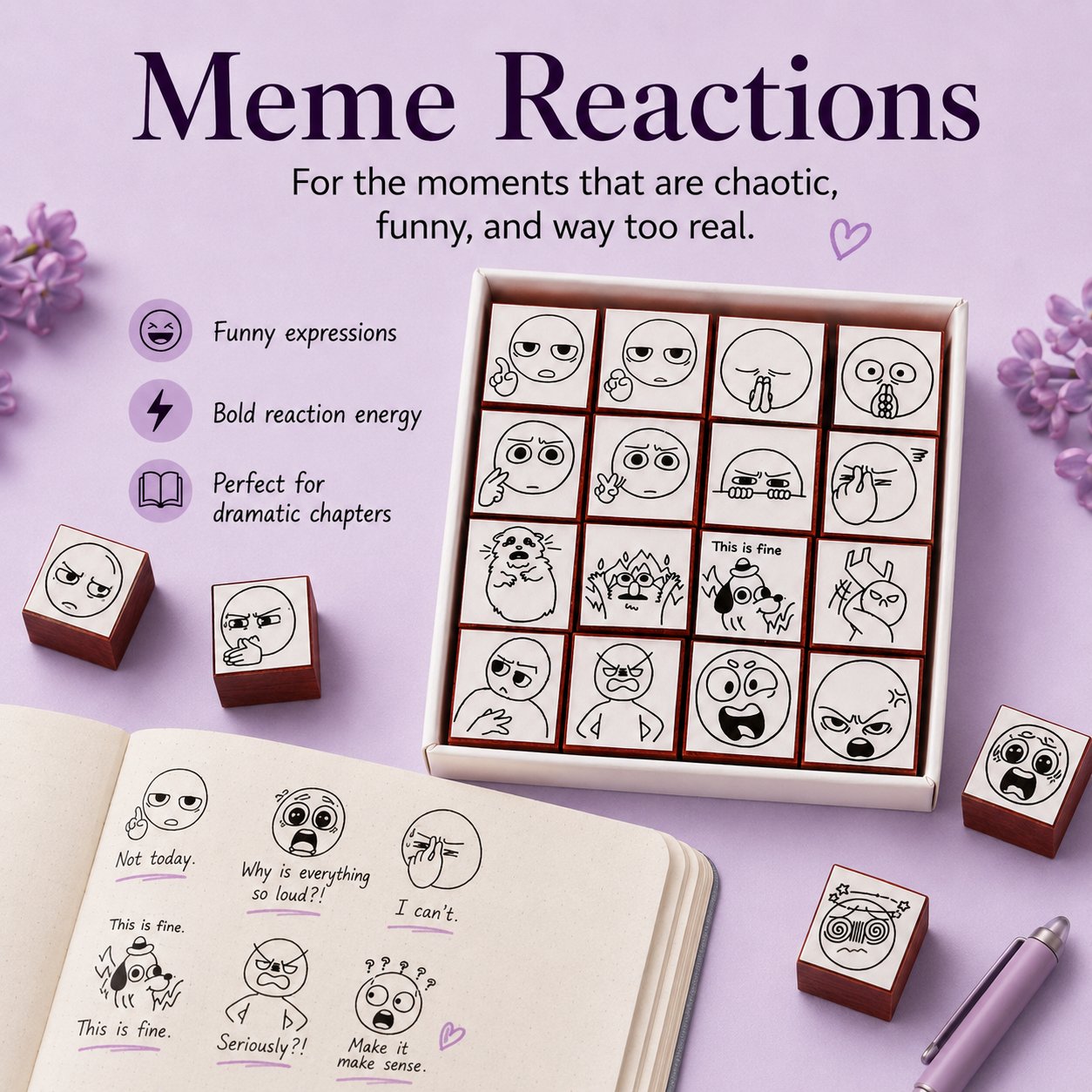 📚 PageMood – Expression Reaction Stamp Set for Readers & Journaling