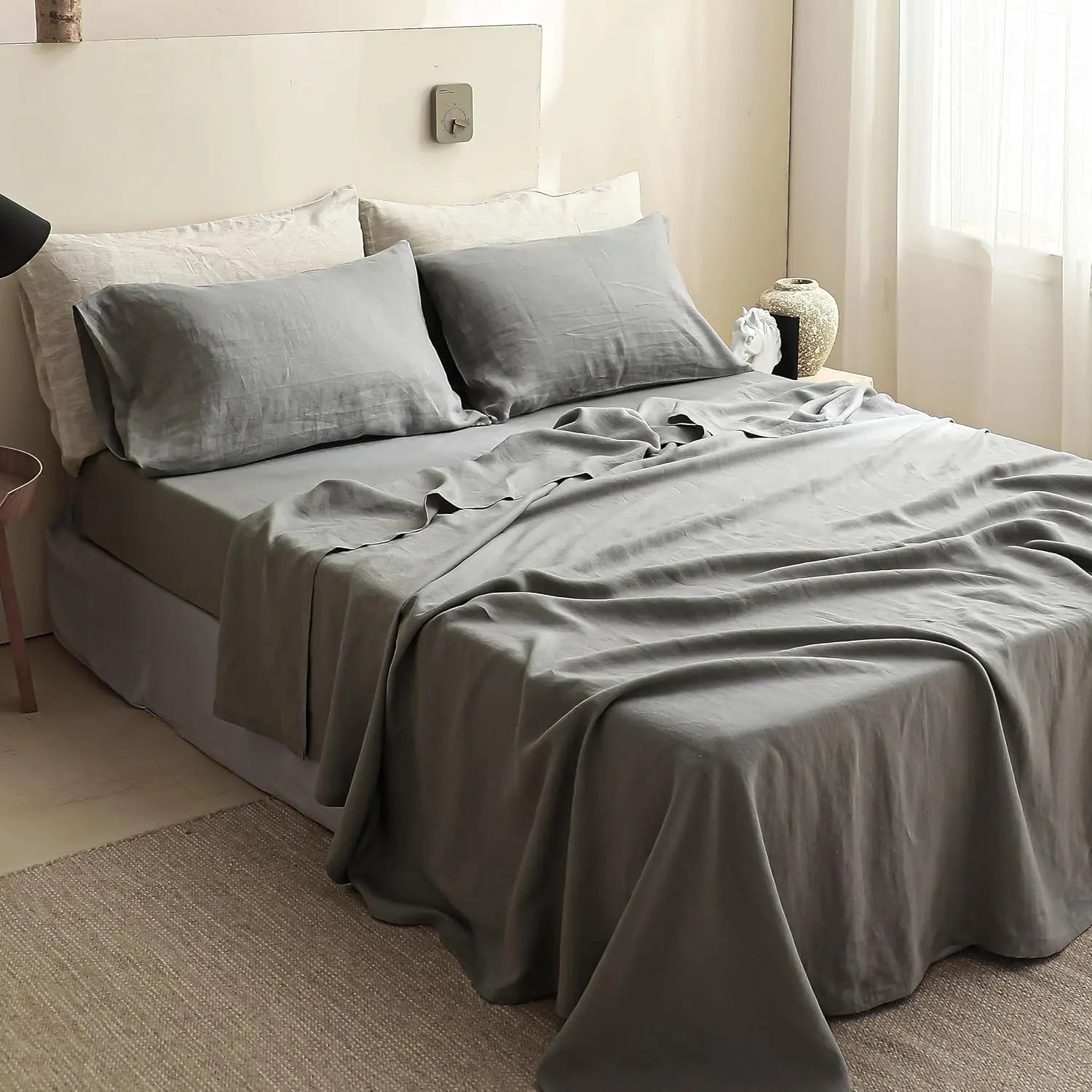 LinenDrift – 100% Linen 4-Piece Bed Sheet Set, Breathable & Moisture-Wicking