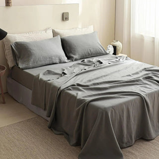 LinenDrift – 100% Linen 4-Piece Bed Sheet Set, Breathable & Moisture-Wicking