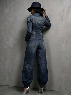 PeplumChic – 🤲🔥 Figure-Flattering Washed Denim 2-Piece Set + FREE Hat