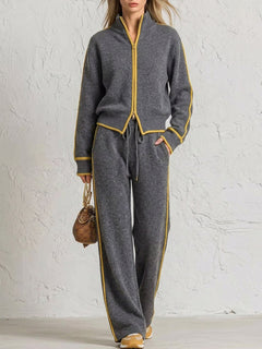 KnitEase – 🤲⏰ Textured Knit Two-Piece Set with Free Handbag