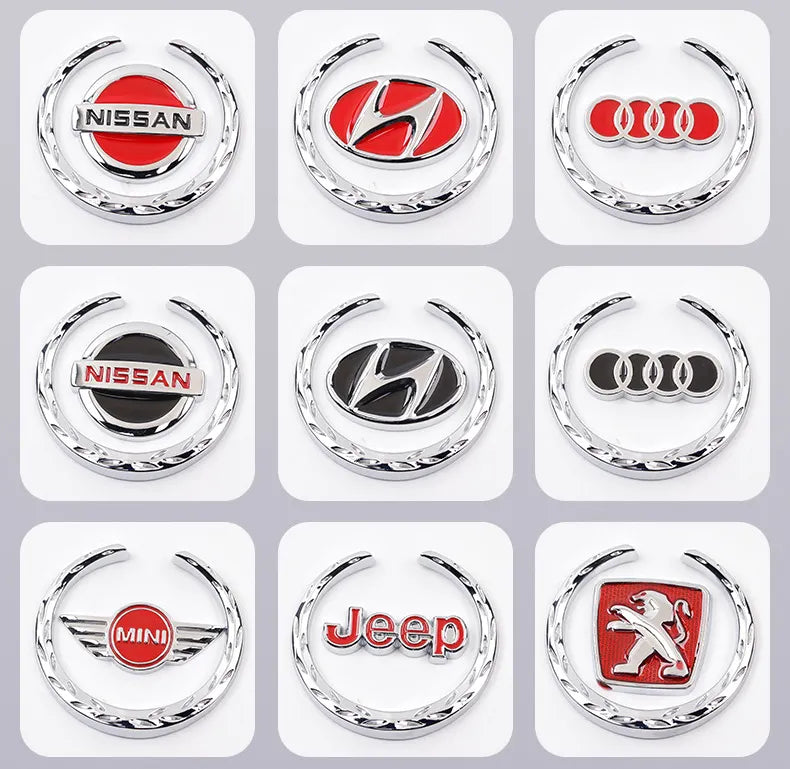 LaurelBadge – 3D Metal Window Emblem Sticker with Chrome Wreath