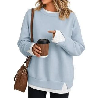 LayerEase – Women’s Oversized Faux Two-Piece Sweatshirt