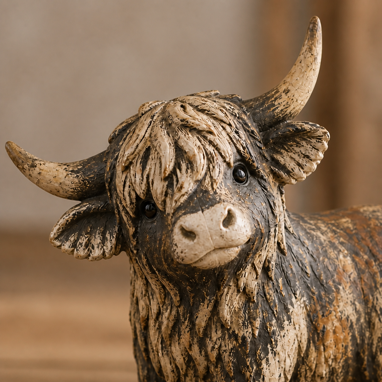 🐮 CuriousCoo – Rustic Highland Cow Figurine for Charming Farmhouse Tabletop Decor