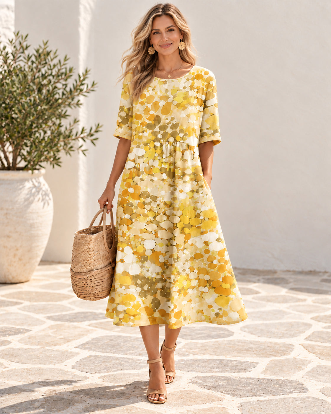 BloomWash – Watercolor Floral Milk Silk Dress