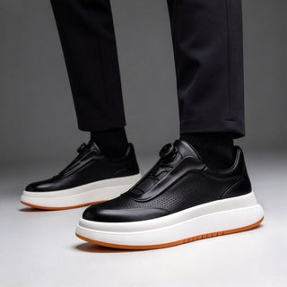 DialStride – Genuine Leather Round-Toe Casual Sneakers