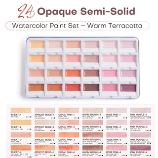 TerraMuse – 24-Color Opaque Watercolor Set in Warm Terracotta