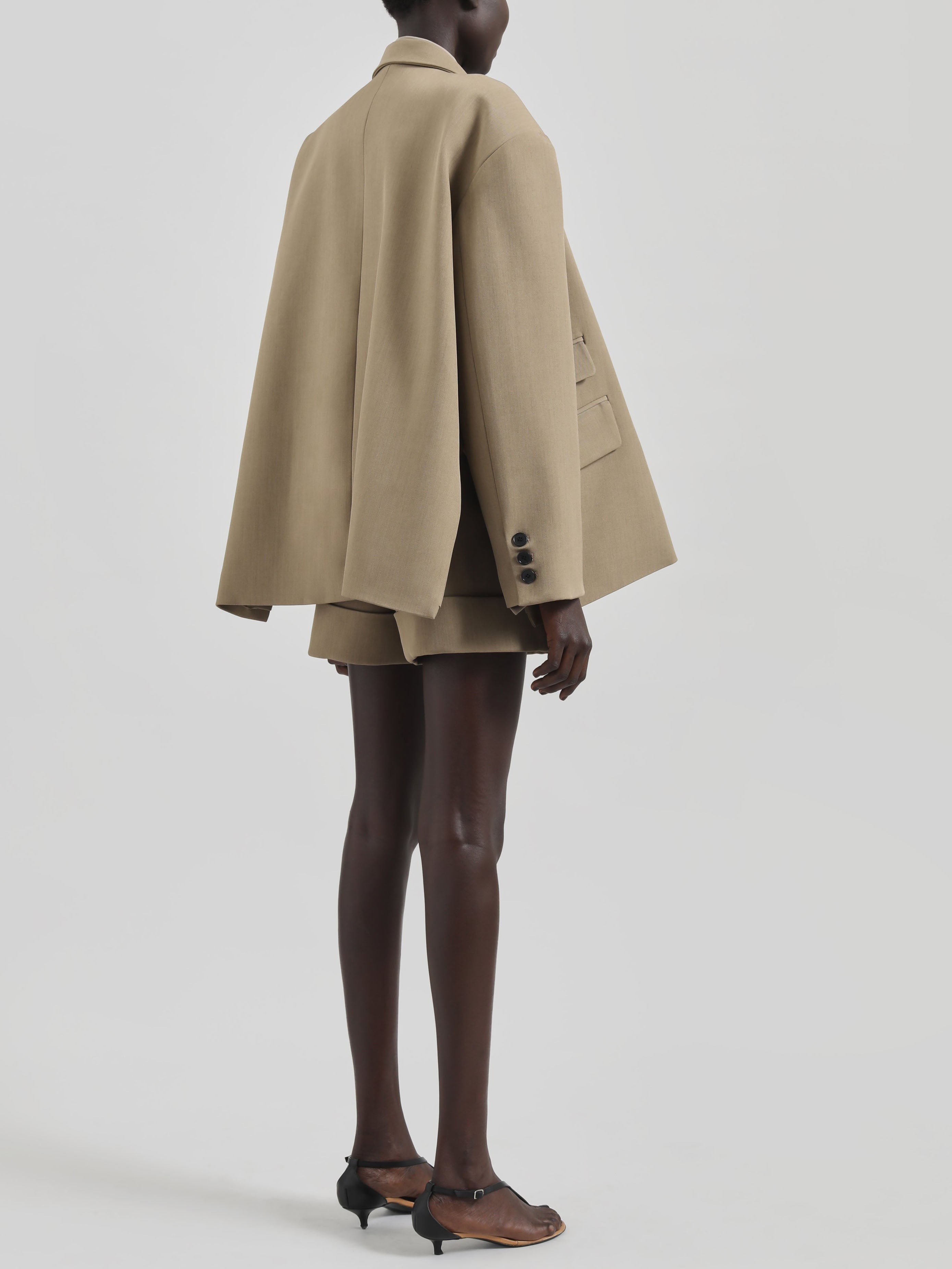 BoxWrap – Taupe Mélange Oversized Wrap Blazer