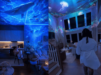 NebulaTide – 🦖 360° Smart Holographic Galaxy & Ocean Night Light Projector