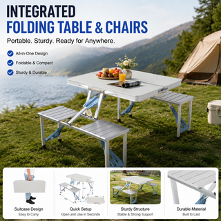 PicniCase – Integrated Aluminum Folding Table and Chairs Set