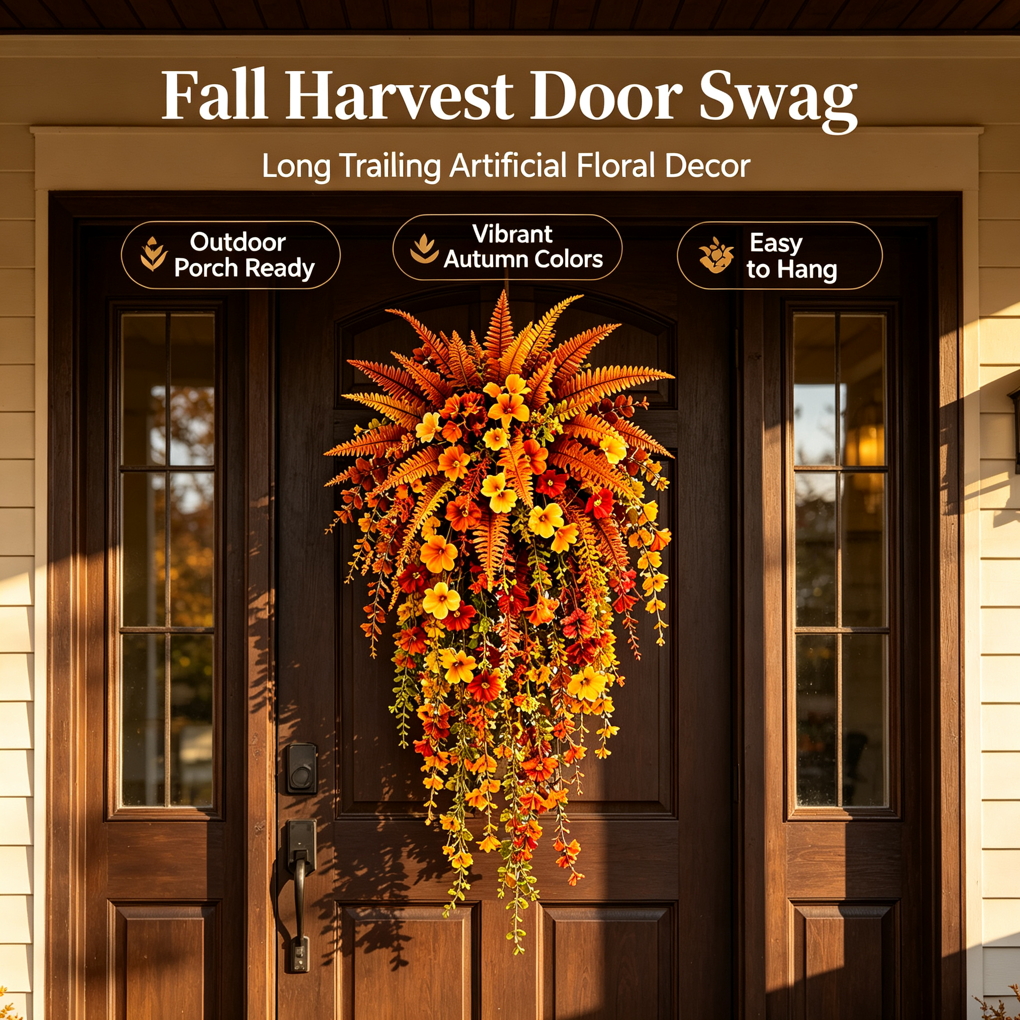 HarvestCascade – 💥🍂 Artificial Fall Harvest Hanging Basket for Autumn Porch & Door Decoration
