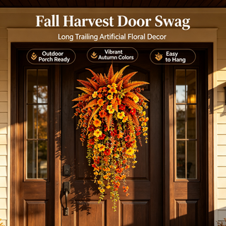 HarvestCascade – 💥🍂 Artificial Fall Harvest Hanging Basket for Autumn Porch & Door Decoration