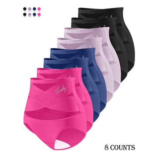 CrossSculpt Briefs – High-Waist Cross Tummy Control Panties, Plus-Size Multi-Pack