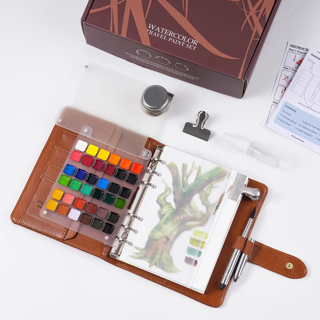 WanderPalette – Ring-Bound Watercolor Travel Set with Cotton Paper