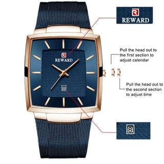 SquareMesh – Men’s Quartz Watch with Mesh Bracelet