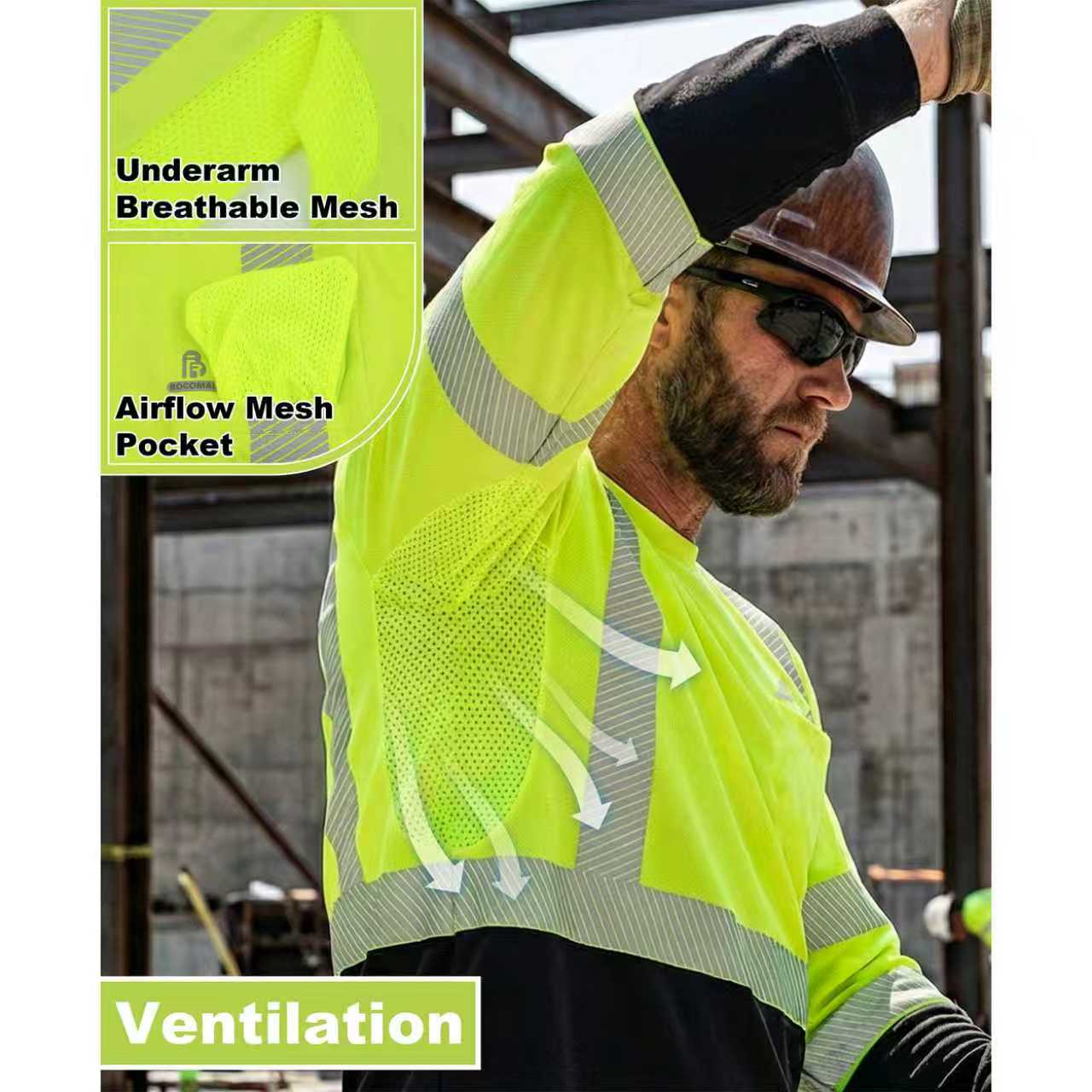 VentShield – 5.5 oz Lightweight Hi-Vis Summer Vented Mesh FR Long Sleeve T-Shirt