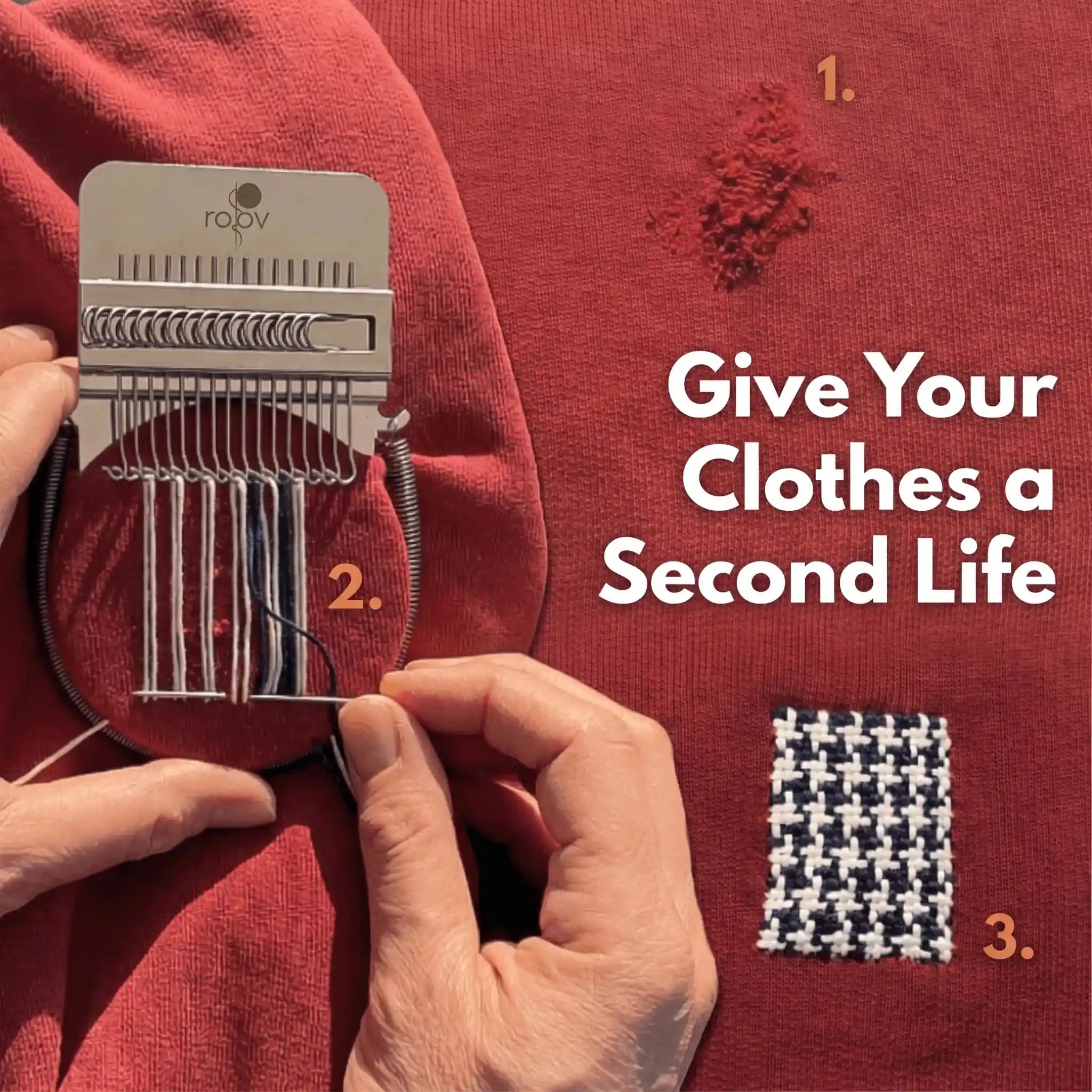 MendLoom – Wooden Darning Loom Kit with Patterns & Video Tutorials