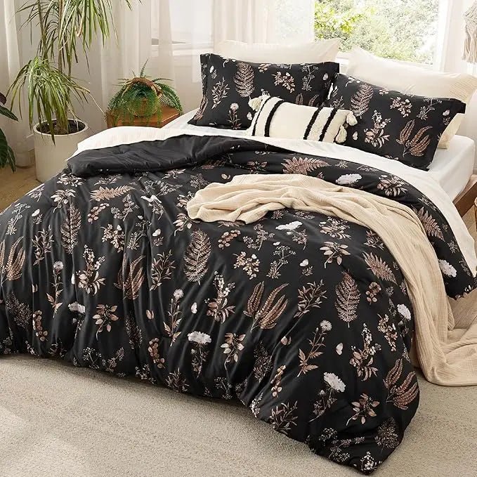 BloomNest – Reversible Botanical Floral Comforter Set with Pillow Shams