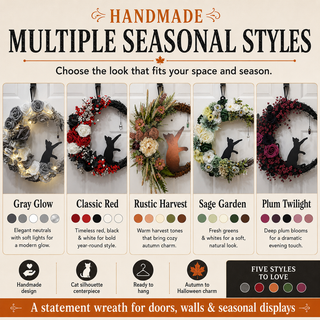 CrescentPurr – Handmade Halloween Cat Wreath🐈‍⬛🌙