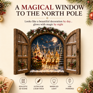 🎄NorthPoleGlow – 3D Lighted Christmas Window Wall Decor🎅