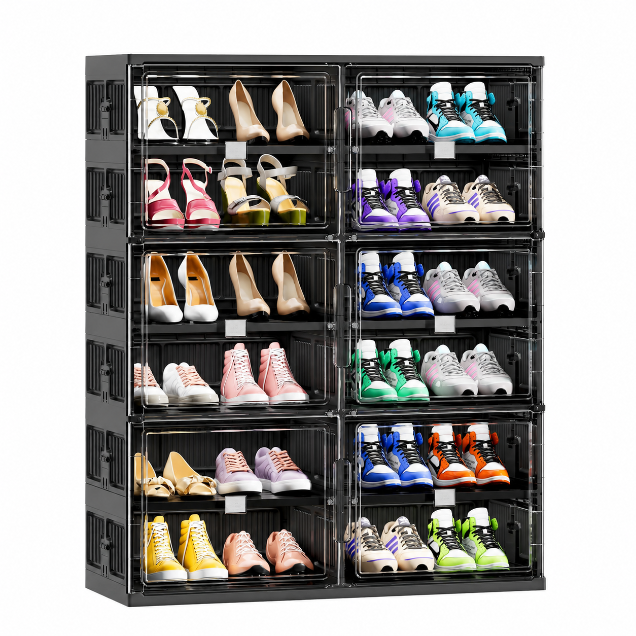 ClearStack – Foldable Shoe Organizer with Magnetic Doors