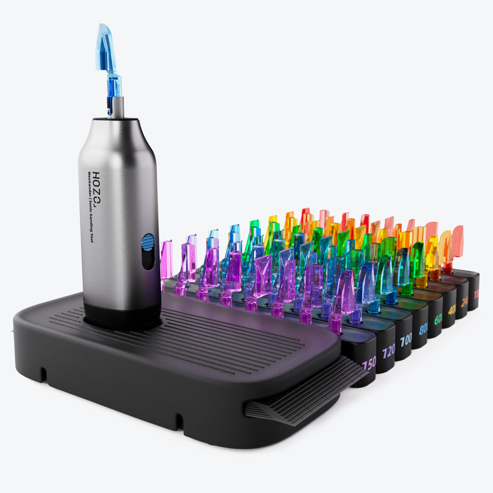 FineStroke – Cordless Reciprocating Detail Sander Kit with 64 Color-Coded Heads