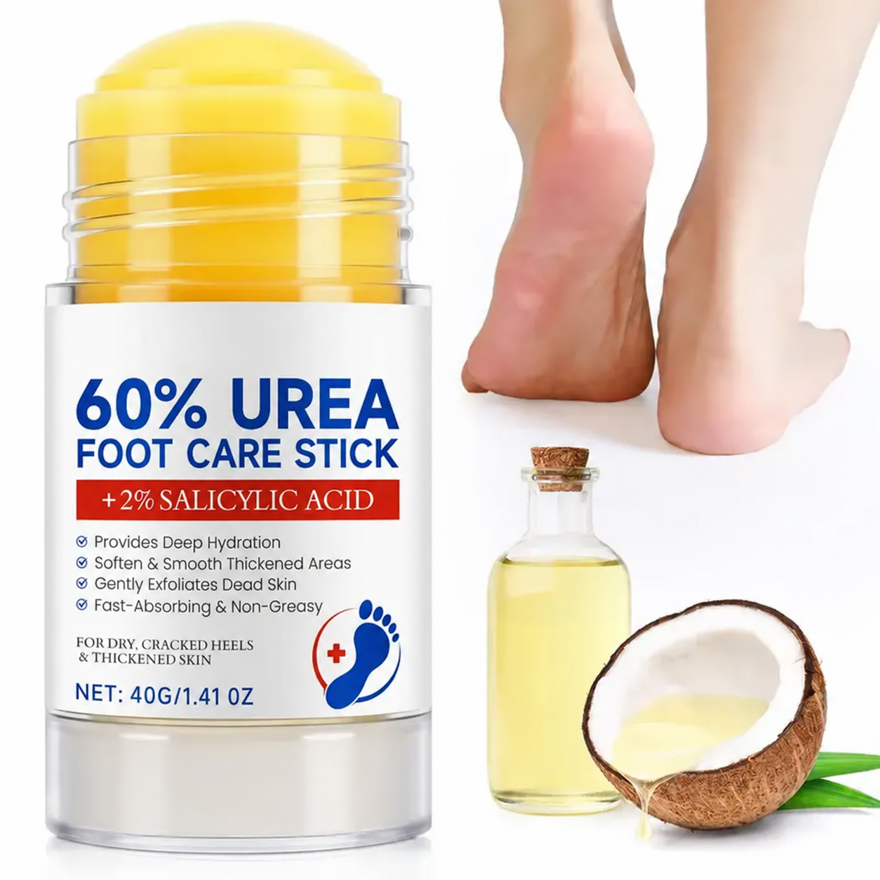 HeelGlide – 60% Urea Foot Care Stick for Dry, Cracked Heels