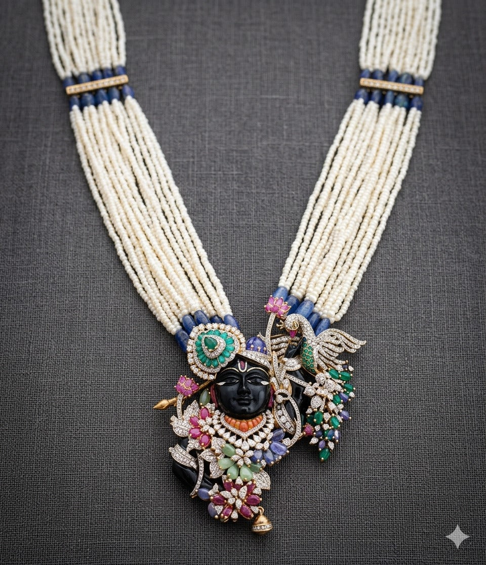KrishnaHeritage – Multi-Strand Pearl Temple Necklace