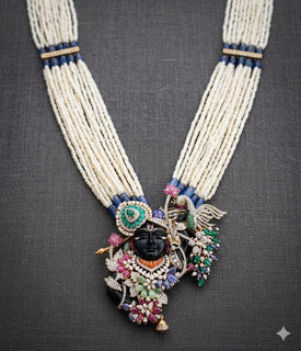 KrishnaHeritage – Multi-Strand Pearl Temple Necklace
