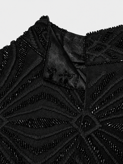 FringeNoir – Embellished Fringe Cape Top with Structured Shoulders