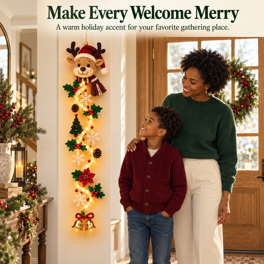 YuleGlow – 🎄 Glowing Christmas Door Hanger with 6 Festive Lighted Designs & Space-Saving Vertical Décor ✨