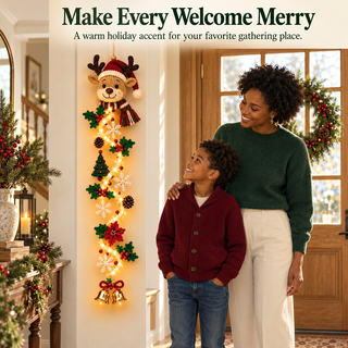YuleGlow – 🎄 Glowing Christmas Door Hanger with 6 Festive Lighted Designs & Space-Saving Vertical Décor ✨