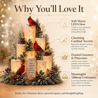CardinalGlow – Memorial LED Candle Centerpiece