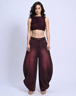 BarrelBloom – High-Rise Barrel Cut Wide-Leg Denim