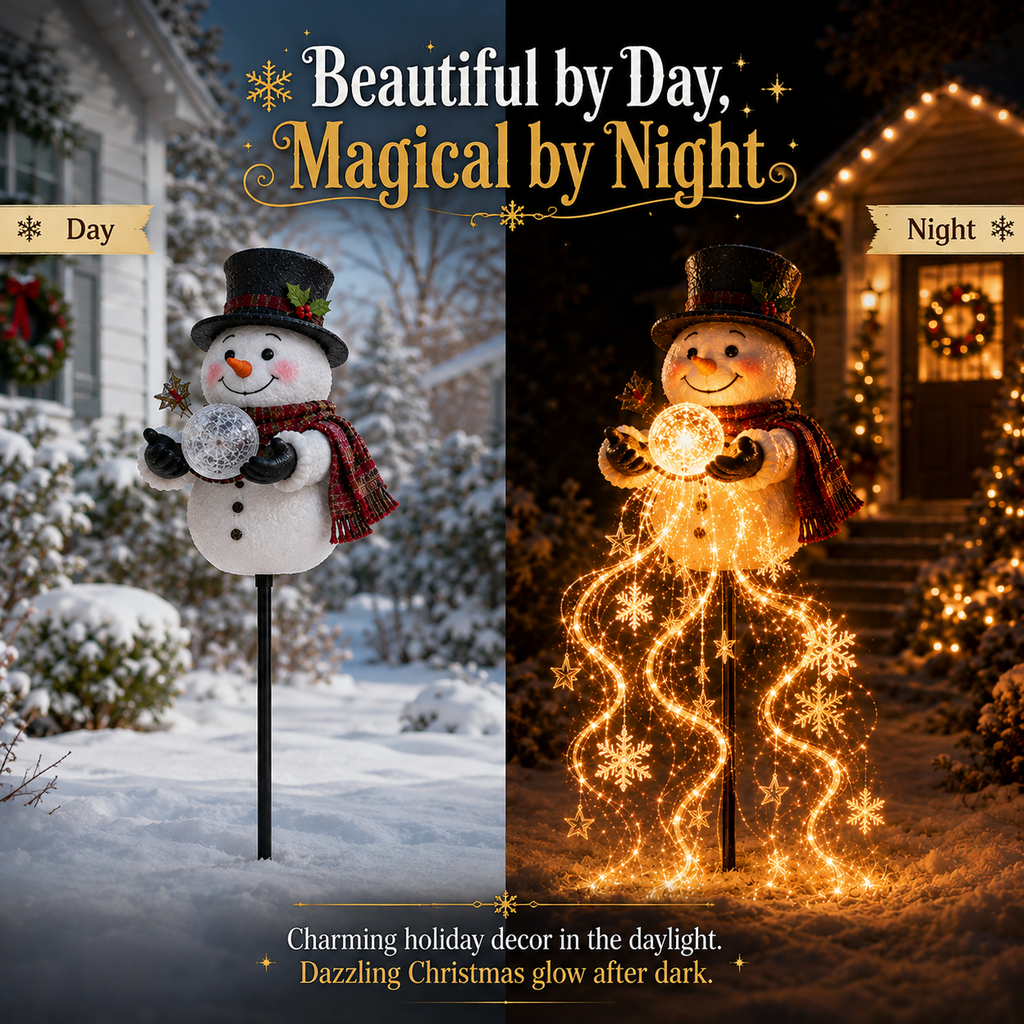SnowFountain – 🎄🎄 Snowman Magic Fountain Flowing Snowflake LED Christmas Garden Light❄️