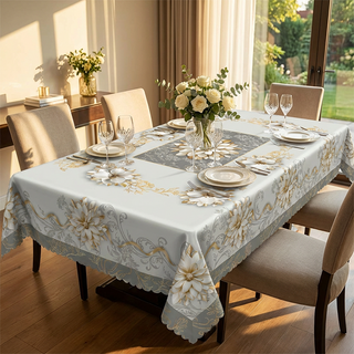 FloraGuard – Waterproof Embossed Floral Tablecloth
