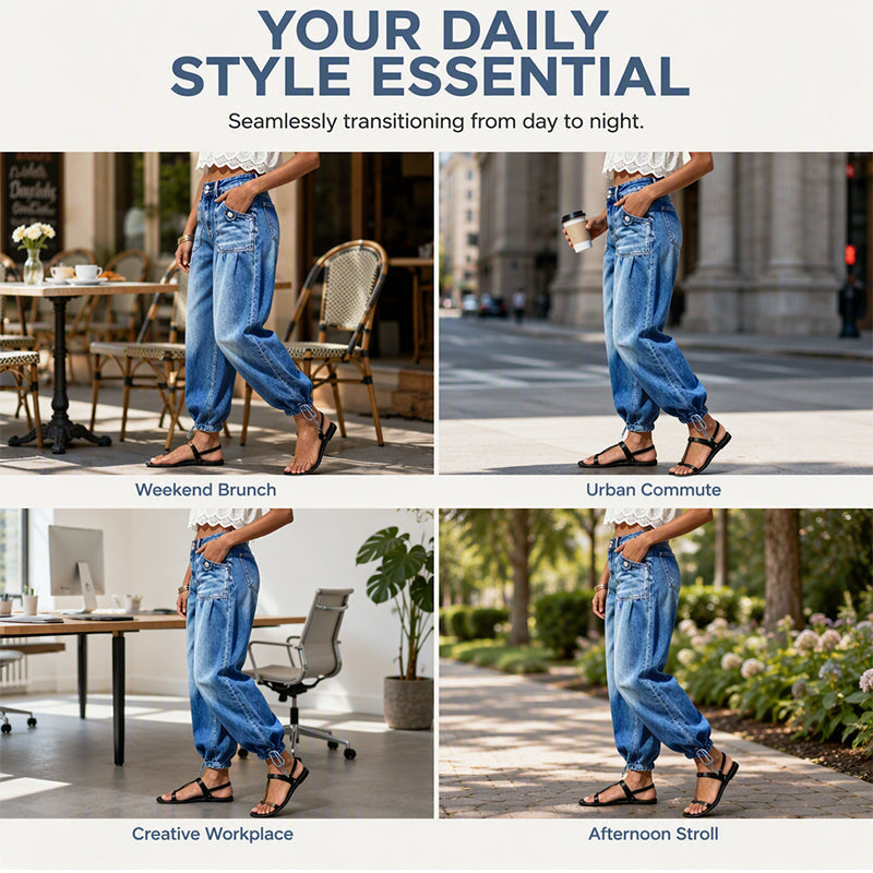 ✨BarrelEase – Women's High Waisted Stretchy Barrel Jeans