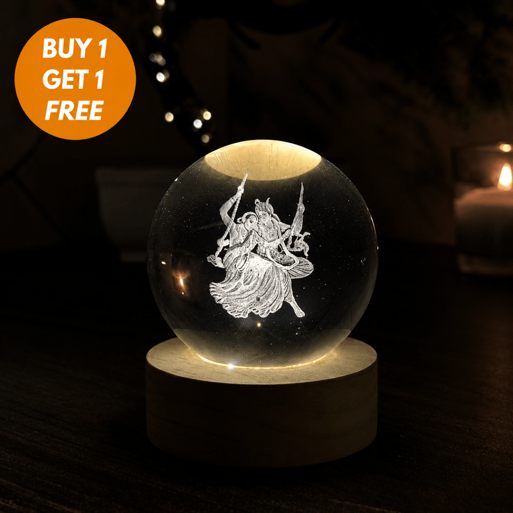 DivineGlow – Laser-Engraved 3D Crystal Deity Night Light with Wooden LED Base